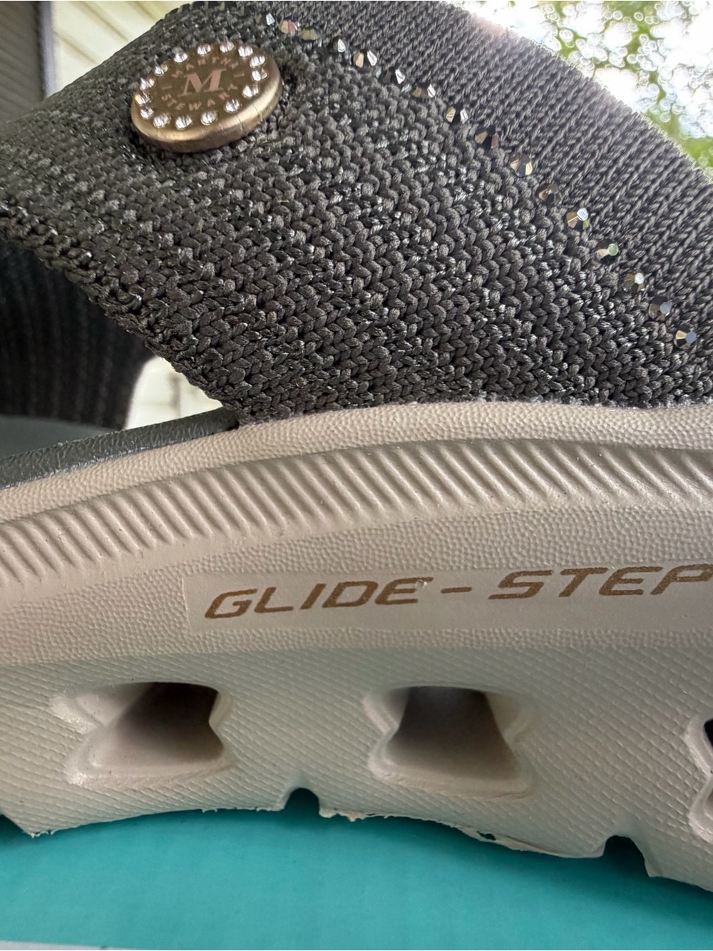 Skechers Olive Knit Glide-Step Platform Sandals - Picture 9 of 11